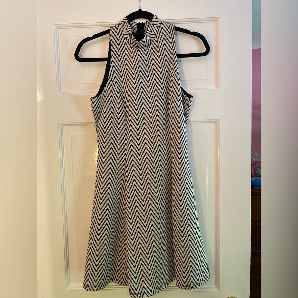 Black and white high neck dress